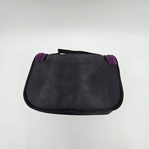 Younique Black Makeup Bag Cosmetic Organizer Pouch Purple Trim Zipper